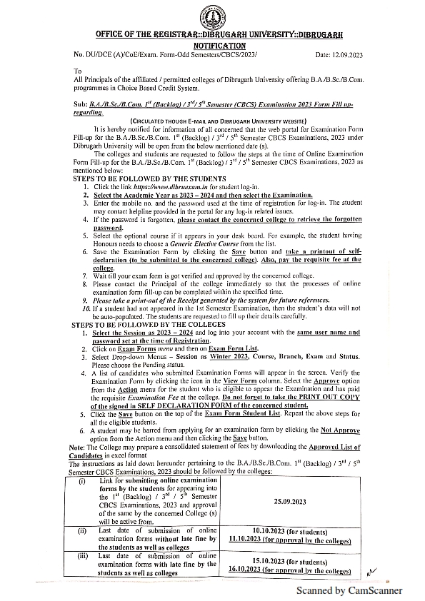Form Fill up BA BSc BCom Exam corrected 001