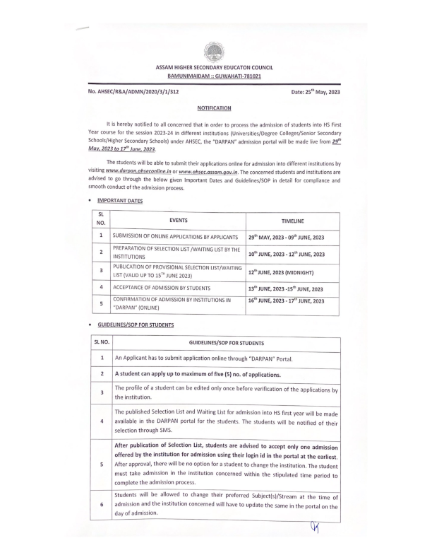 Notification admission Darpan2023 1 001
